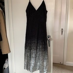 lord & taylor black lace midi dress